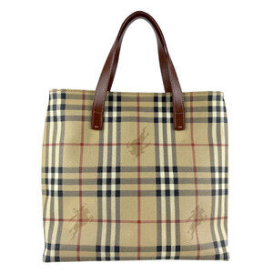 Burberry handbag canvas leather beige brown